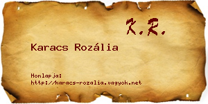 Karacs Rozália névjegykártya